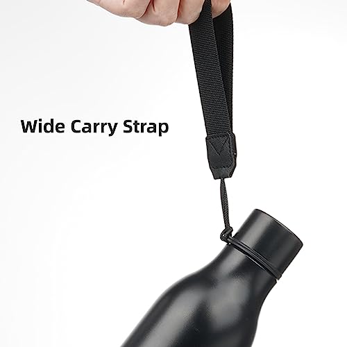 Konokyo 18 oz Insulated Stainless Steel Metal Water Bottle with Strap - color: Black, size: 18 Ounces