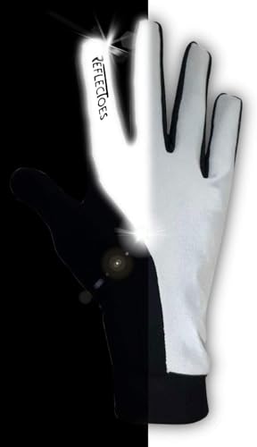 ReflecToes Reflective Winter Running Gloves, Hi Vis Neon Traffic Gloves Men - color: Black, size: X-Small