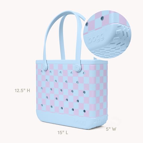 BOGG BAG Medium Tote – 15” x 12.5” x 5” – Essential Bags for Beach, Pool, Boat, Sports, Tailgating, Cruise, Travel - color: Checker Out