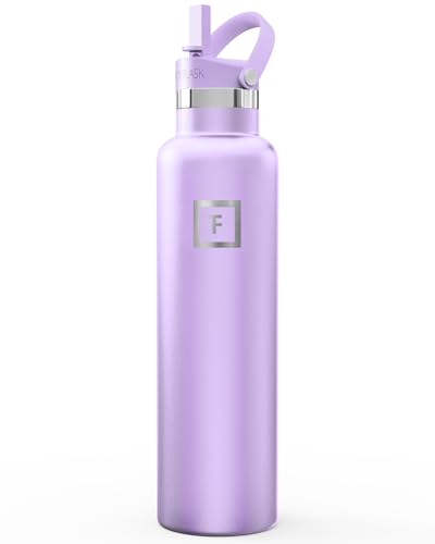 IRON °FLASK 24 oz Narrow Mouth Water Bottle with Straw - color: Lavender
