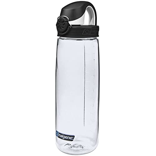 Nalgene 24 oz On The Fly Lock-Top Water Bottle, Clear w/Black - color: Clear with Black, size: 24 Ounces