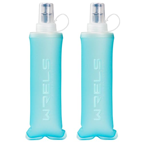 WRELS TPU Collapsible Soft Flask,Lightweight PBA Free Folding Running Water Bottles,Leakproof Durable Hydration Flask for Outdoors (250ml/8.45oz-2 Packs-Light Blue) - color: 250ml/8.45oz-2 Packs-Light Blue