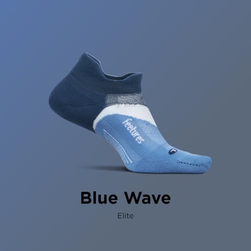 Feetures Elite Light Cushion No Show Tab Sock Wave - color: Blue Wave (1 Pair), size: X-Large