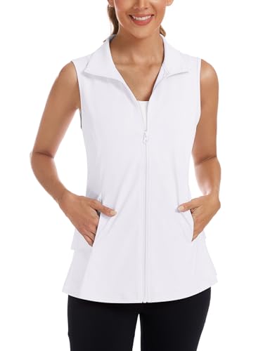 LURANEE Women's Golf Vest Athletic Top with Peplum Hem & Deep Pockets - color: White, size: X-Large