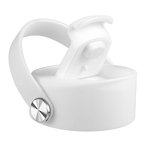 FLORAPELL Lid Compatible with Hydro Flask 12 16 18 20 32 40 OZ Wide Mouth, Flip Lid Replacement Lids with Flex Strap Handle, Leak-Proof Flask Cap for Hydro Flask Coffee Mug - color: White