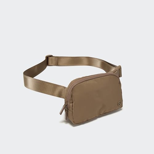 Pander Nylon Fanny Pack for Women, Two-Way Zipper Crossbody Bag - color: Gray Brown