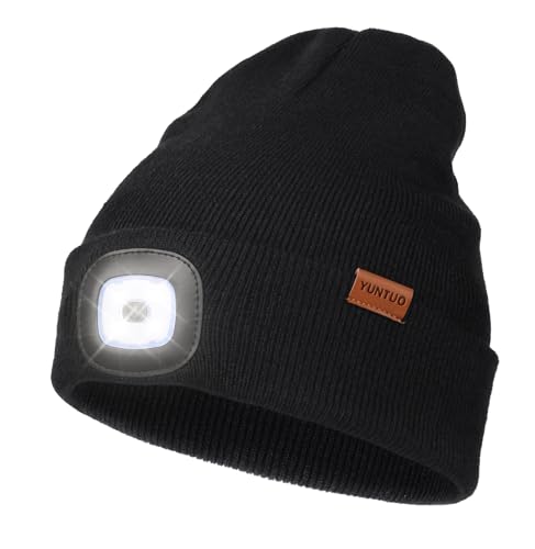 LED Beanie with The Light, Unisex Gifts for Men Dad Husband Him - color: Black