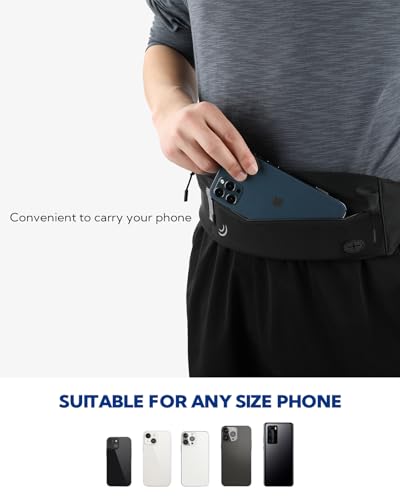 WATERFLY Running Belt Fanny Pack:Phone Holder Belt for Men Women - color: Black