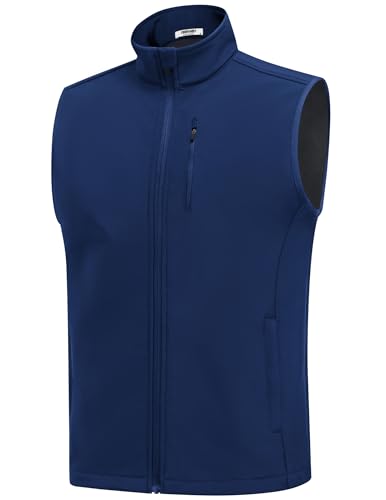 COOFANDY Mens Lightweight Golf Softshell Vests Windproof Sleeveless Jacket - color: Dark Blue, size: X-Large