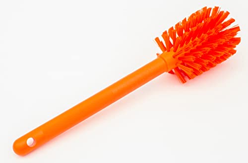 SPARTA 12 Inch Bottle Brush with Polyester Bristles and Plastic Handle, Color Coded, Large Round Head Cleaner for Bottles Jars and Food Service Equipment, Orange - color: Tan