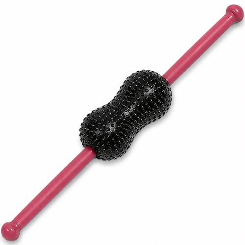 Roller Cane Massager | 2-in-1 Massage Roller Stick & Trigger Point Cane | Rubber Ball for Deep Tissue, Myofascial Release & Muscle Recovery (Red)