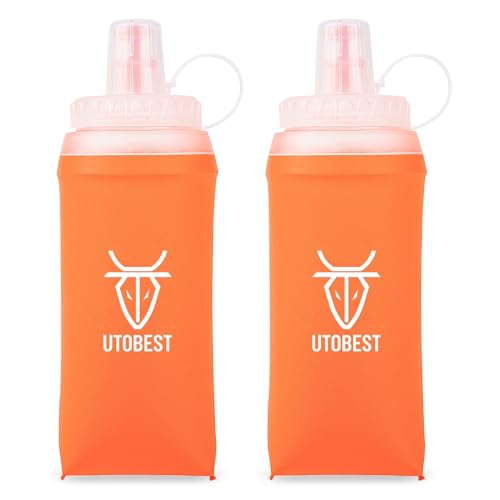 UTOBEST Soft Flask 350ml*2, Collapsible Hydration Water Bottle - color: Orange-350ml*2-40mm