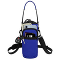Crossbody Water Bottle Holder with Strap, Phone Pocket(Blue, 32, Ounces) - color: Blue
