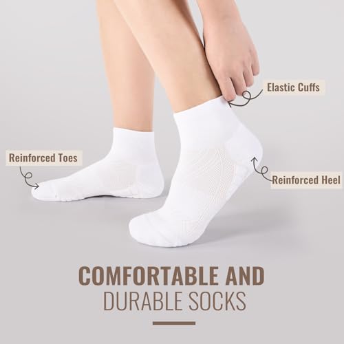 Ankle Socks Women White Black, 6/12 Pairs Running Quarter Socks - color: 6 White, size: 5-8