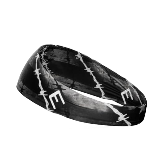 40+ Designs! Unisex Headband/Sweatband. Best for Sports, Fitness, Working Out, Yoga. Tapered Design - color: Barbed Wire Flag