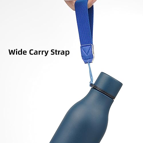 Konokyo 18 oz Insulated Stainless Steel Metal Water Bottle with Strap - color: Navy Blue, size: 18 Ounces