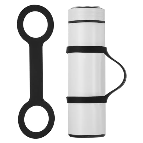 PATIKIL Water Bottle Carrier Grip, Portable Soft Silicone Non-Slip Water Handle Grip Water Bottle Holder Strap for Running - color: Black