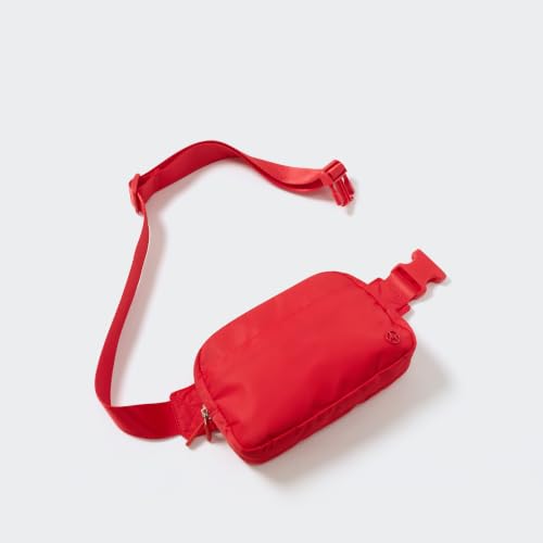 Pander Nylon Fanny Pack Belt Bag for Women with 5 Zipper Pockets, Red - color: Red