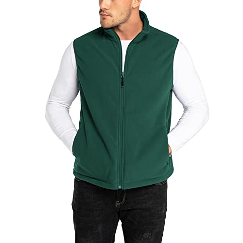 33,000ft Men's Fleece Vest Outerwear Lightweight Zip Up Sleeveless Jacket - color: Green, size: 4X-Large