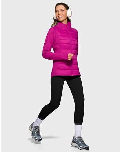 G Gradual Women's Running Fleece Lined Jackets 6 Pockets Lightweight Water Resistant Puffer Jacket for Hiking Travel - color: Rose, size: X-Small