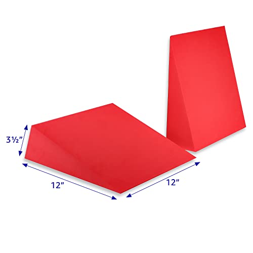 12" Foam Incline Stretch Wedge - Set of 2 - By Trademark Innovations (Brick Red) - color: Brick Red