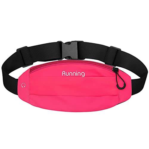 Long Keeper Running Reflective Belt Women Men Sport Walking Waist Pack Phone Holder Travelling Hiking Workout Gym Fanny Pack (Rose Red) - color: Rose Red
