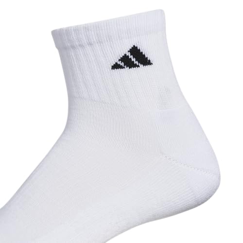 adidas Men's Athletic Cushioned Quarter Ankle Socks 6 Pairs - color: White/Black, size: X-Large