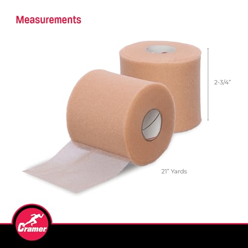 Cramer Tape Underwrap, Sports PreWrap for Athletic Ankle, Wrist, and Injury Taping Jobs, Hair Tie, Headband, Patella Support, Pre-Wrap Athletic Tape Supplies, 2.75" X 21 Yard Roll of Pre Wrap , Beige - color: Beige