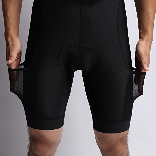 Men's Cycling Jersey Set Cycling Kit Bicycle Jersey Rear Zipper Pocket Bike Bib Shorts with Pockets Race Fit High Density Pad - color: Black 1 Set, size: XX-Large