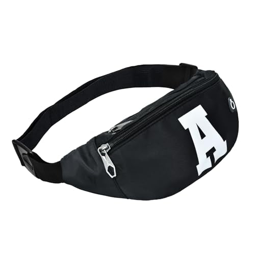 Fanny Packs for Men and Women Water-Repellent Sports Waist Pack Bag - color: 1pack-Black Letter A