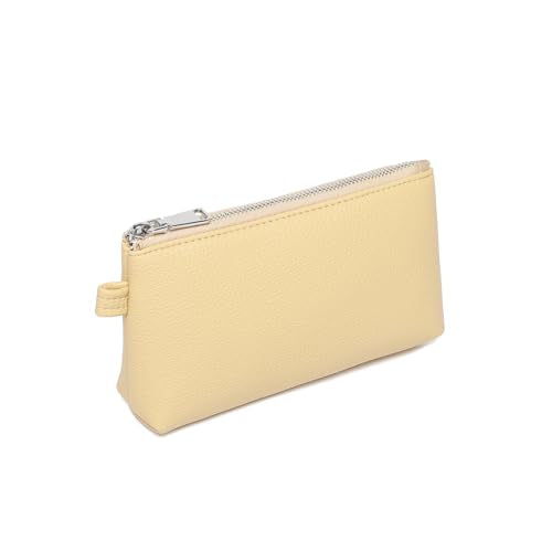 Small Makeup Bag for Purse, Leather Cosmetic (Almond Yellow) - color: PU/Almond Yellow
