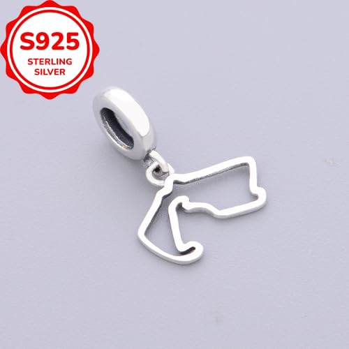 F1&Famous Race Racetrack Charm for Bracelet Necklaces, S925 Sterling Silver Charms, UK Brazil Spain Race Track Charms Jewelry Racing Souvenirs Gift - color: Race Racetrack Q3909