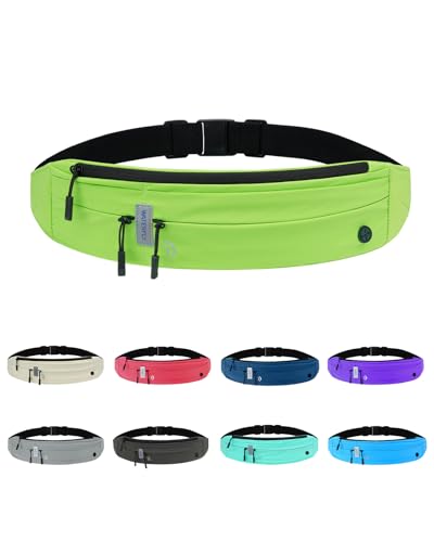 WATERFLY Running Belt Fanny Pack: Runner Marathon Jogging Waist Pack Sport Workout Exercise Fitness Phone Holder Belt for Men Women Jogger Slim Waistband Black - color: Cyan