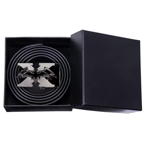 Dubulle Ratchet Belt for Men Leather Adjustable Designer Fashion Buckle - color: A-a Black Belt, size: Adjustable Fit 22" to 38" Waist