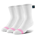 BRISIRA Coolmax Bamboo Viscose Compression Running Crew Socks Women - color: 3 Pairs White, size: 8-10