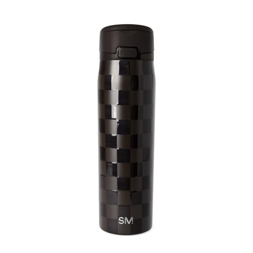 Simple Modern Water Bottle with Straw & Handle | 24oz | Checkered - color: - Pattern: Espresso Checkmate, size: 24 Ounces