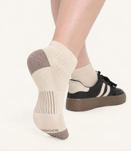 BAMBOO COOL Athletic Ankle Socks Womens Moisture-Wicking 5/6 Pairs - color: White*2,gray*1,khaki*1,black*1, size: Medium