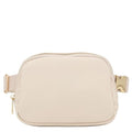 Lightweight Soft PU Pebbled Leather Sling Fanny Pack Belt Bag with Gold Metal Buckle (Nude) - color: Nude
