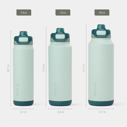 ZULU Powerfill Pro 24oz Stainless Steel Sip or Chug Water Bottle, Evergreen - color: Evergreen, style: 24oz