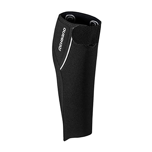 Rehband Calf Sleeve 5mm Neoprene, Unisex Shin Calf Compression Sleeve for Running, Football, Fitness, Compression Calf Support helps with cramps and stabilizes muscles, Colour:Black, Size:Medium - size: Medium