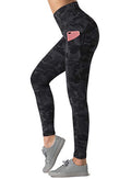 Dragon Fit Women's High Waisted Yoga Leggings 3 Pockets Workout Pants - color: Black&grey Camo, size: Medium
