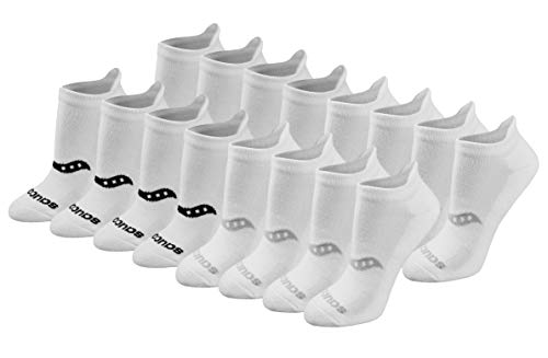 Saucony Women's RunDry Performance Heel Tab Athletic Socks, Available in S-L (8, 16, 24 Pairs) - color: Basic White (16 Pairs), size: Small