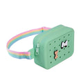 Silicone Fanny Pack, Waterproof Mini Waist Bag with Adjustable Strap, Charm Hole Compatible for Beach Festival Gym Walk, Food Grade BPA-Free (Green) - color: Green