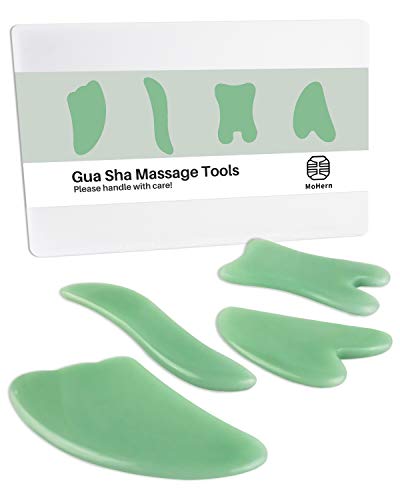 MoHern 4 Pcs Gua Sha Massage Tools for Face and Body, Light Green