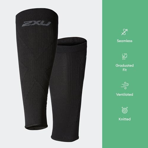 2XU Unisex X Compression Calf Sleeves - color: Black/Black, size: Medium