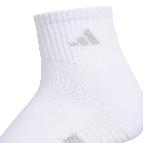 adidas Women's Cushioned Socks 3 Pairs - color: White/Clear Onix Grey/Clear Grey/4.0/Quarter, size: Medium, style: Quarter