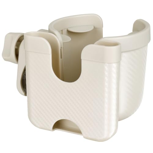 Accmor Stroller Cup Holder with Phone Holder, Bike Cup Holder, Walker Scooter Wheelchair Cup Holder Attachment, Universal Cup Holder for Uppababy Graco Strollers - color: All Off White Carbon Fiber Texture