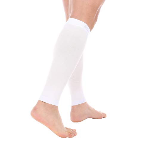 Doc Miller Compression Calf Sleeve for Men & Women, 20-30mmHg - color: White, size: Medium REGULAR