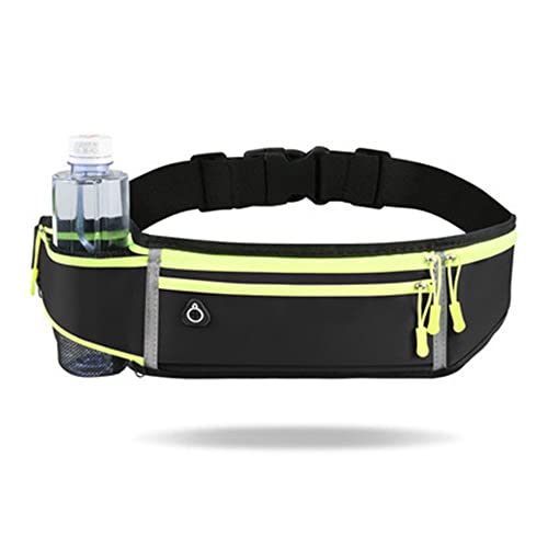 Running Belt, Hydration Waist Pack with Water Bottle Holder and Headphone Port for Men Women Waist Pouch Fanny Bag Reflective (Black)