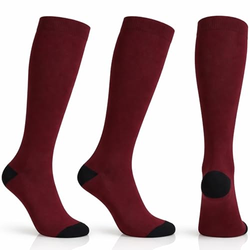 Diamond Star 6 Pairs Compression Socks for Men & Women, Knee High Socks - color: 6 Pairs Burgundy